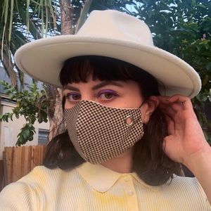 New Brown & Black Gingham Face Mask